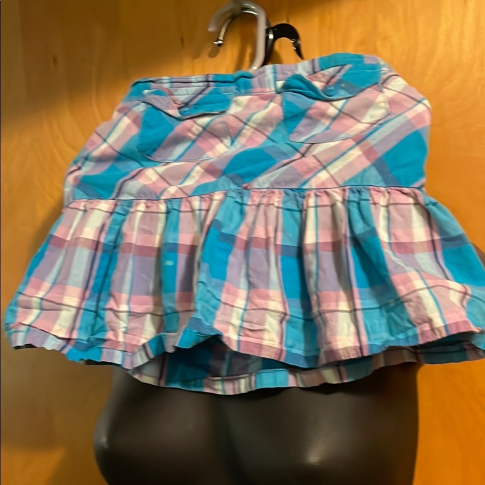 Plaid Ruffle Skort  in Blue and Pink Girls